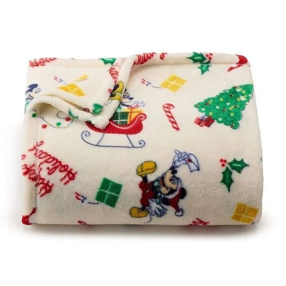 Disney Mickey and friends Christmas oversized plush throw blanket  5ft× 6ft - Picture 1 of 3